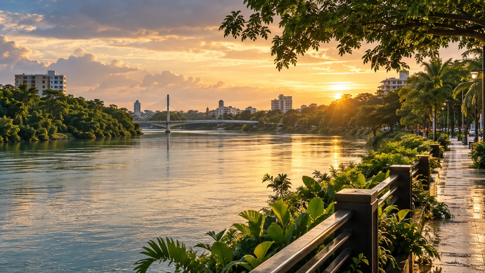 Vista artística inspirada en el río Sinú y su paseo urbano en Montería